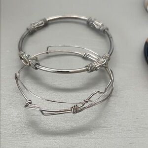 Sterling Silver Stackable Wire Bangle Bracelets - Silver